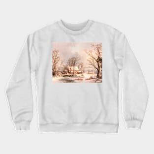 Winter in the Country, The Old Grist Mill by George Henry Durrie Crewneck Sweatshirt